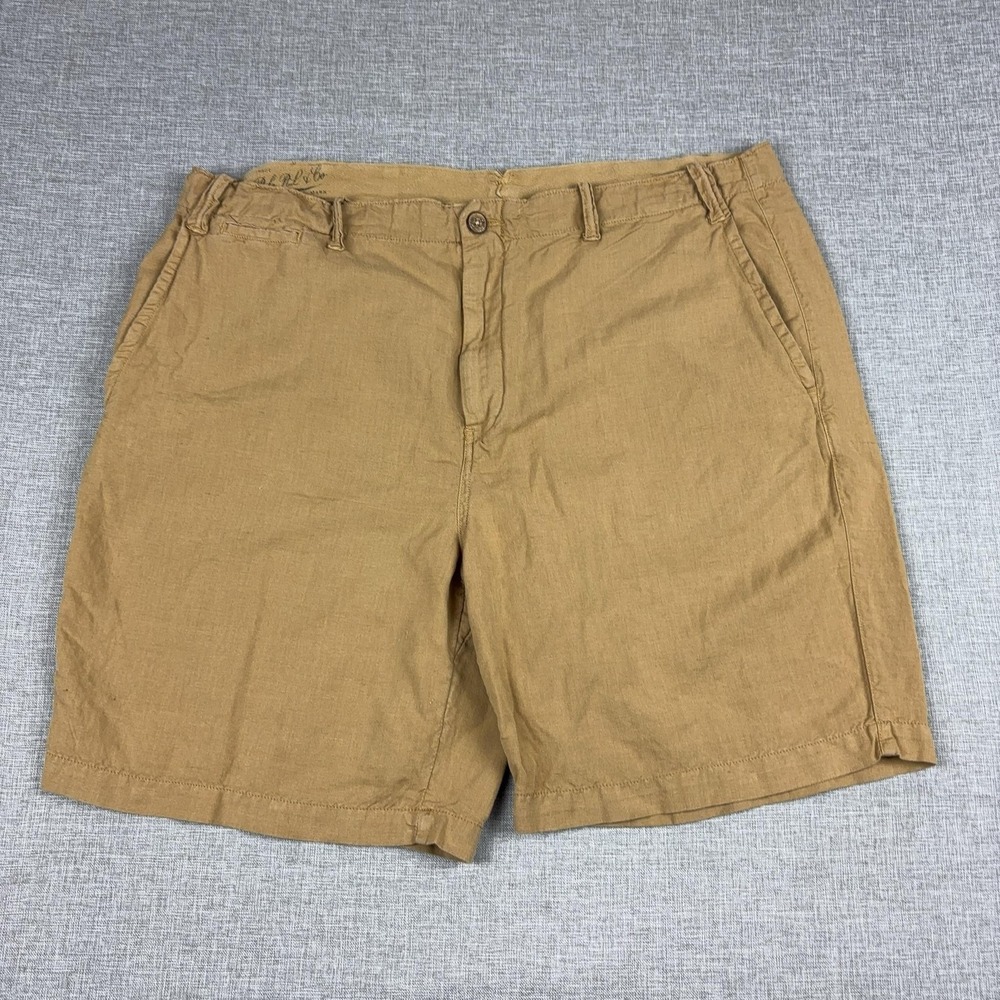 Polo Ralph Lauren Linen Shorts Mens 40 Chino Classic Fit Brown Nautical 9 Inseam